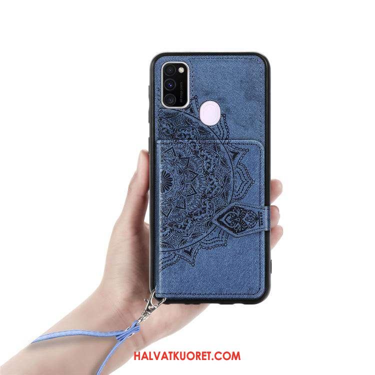 Samsung Galaxy M30s Kuoret Punainen Suojaus Kotelo, Samsung Galaxy M30s Kuori Kukkakuvio Murtumaton