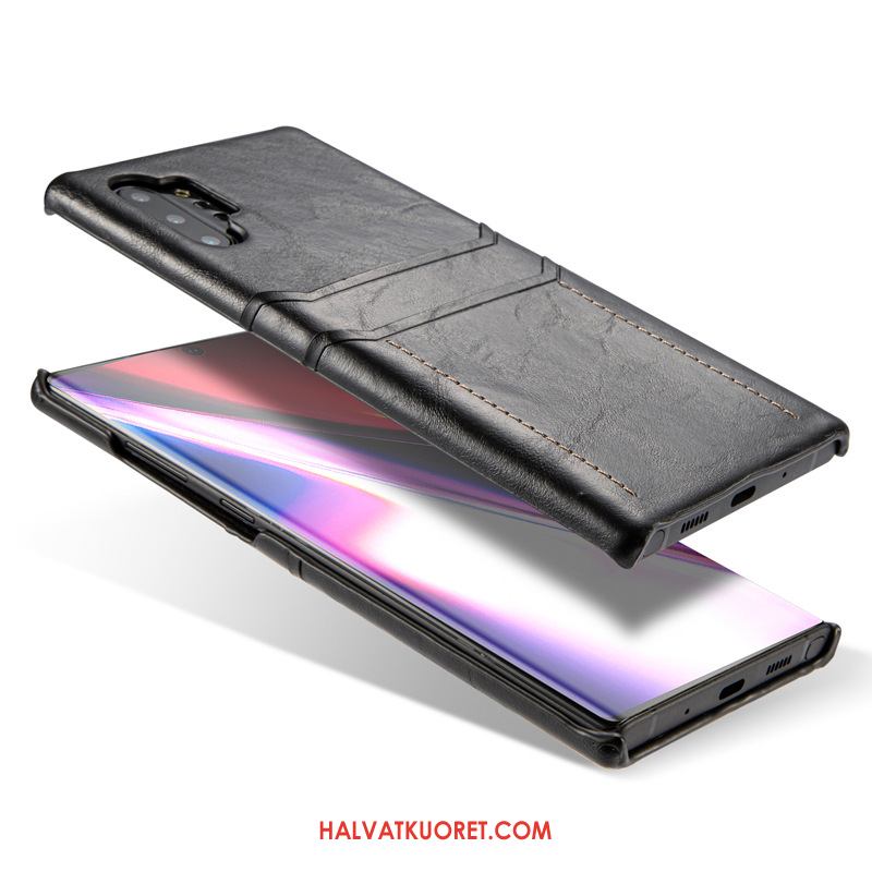 Samsung Galaxy Note 10+ Kuoret Nahkakotelo Suojaus Tähti, Samsung Galaxy Note 10+ Kuori Musta