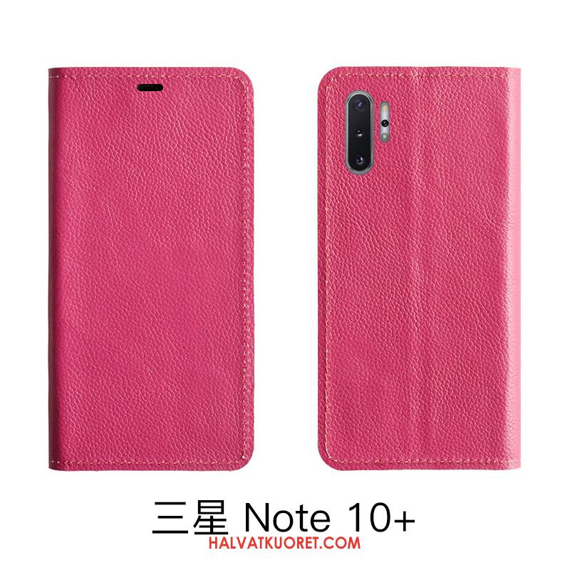 Samsung Galaxy Note 10 Lite Kuoret Aito Nahka Kotelo Nahkakotelo, Samsung Galaxy Note 10 Lite Kuori Kukkakuvio Punainen