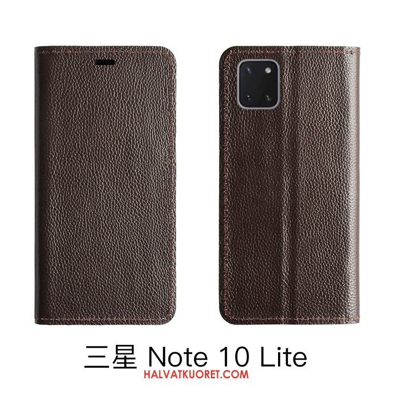 Samsung Galaxy Note 10 Lite Kuoret Aito Nahka Kotelo Nahkakotelo, Samsung Galaxy Note 10 Lite Kuori Kukkakuvio Punainen