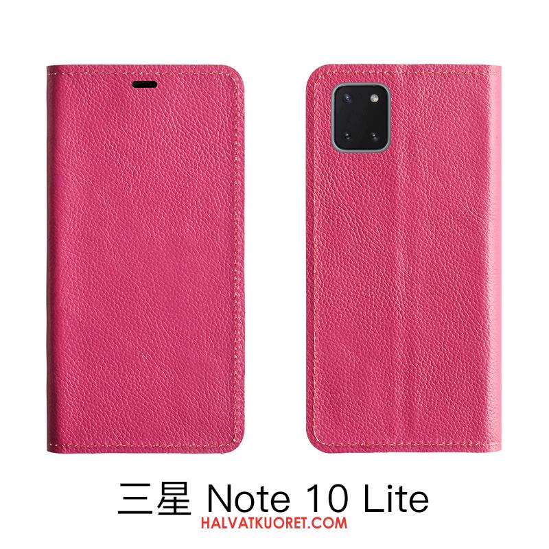 Samsung Galaxy Note 10 Lite Kuoret Aito Nahka Kotelo Nahkakotelo, Samsung Galaxy Note 10 Lite Kuori Kukkakuvio Punainen