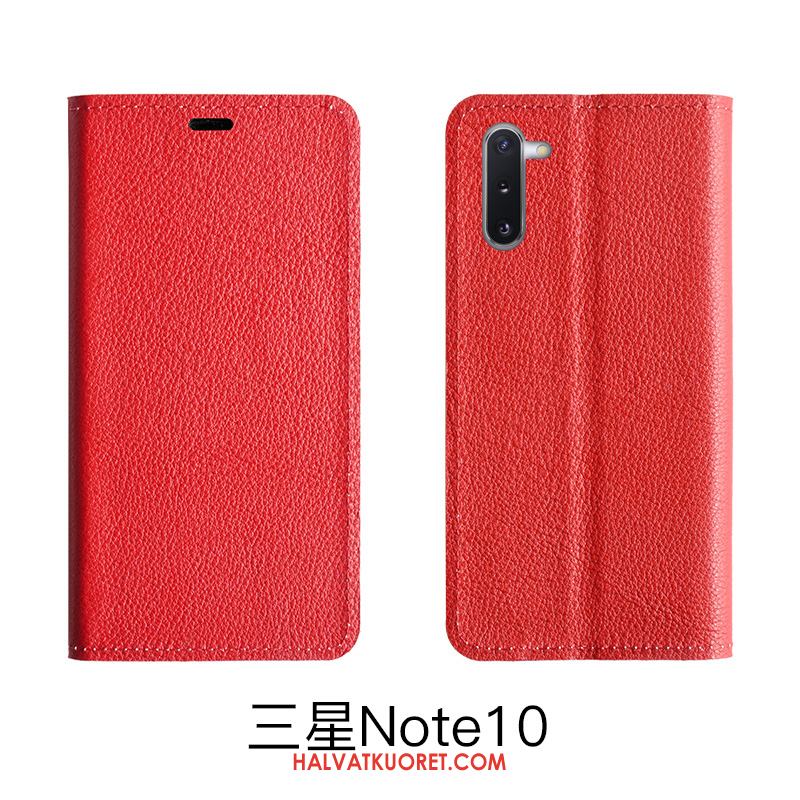 Samsung Galaxy Note 10 Lite Kuoret Aito Nahka Kotelo Nahkakotelo, Samsung Galaxy Note 10 Lite Kuori Kukkakuvio Punainen