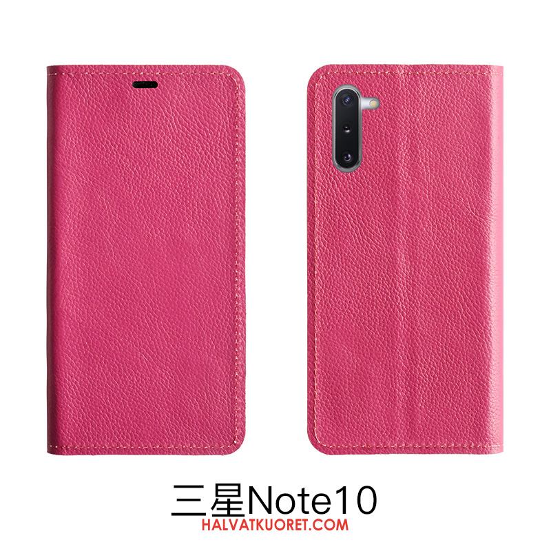Samsung Galaxy Note 10 Lite Kuoret Aito Nahka Kotelo Nahkakotelo, Samsung Galaxy Note 10 Lite Kuori Kukkakuvio Punainen