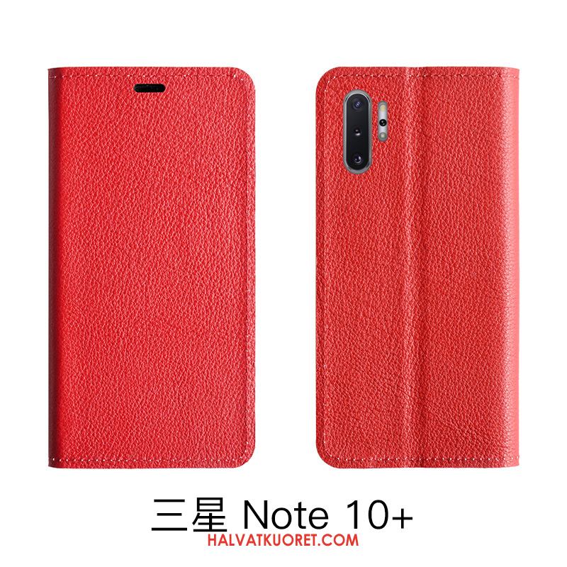Samsung Galaxy Note 10 Lite Kuoret Aito Nahka Kotelo Nahkakotelo, Samsung Galaxy Note 10 Lite Kuori Kukkakuvio Punainen