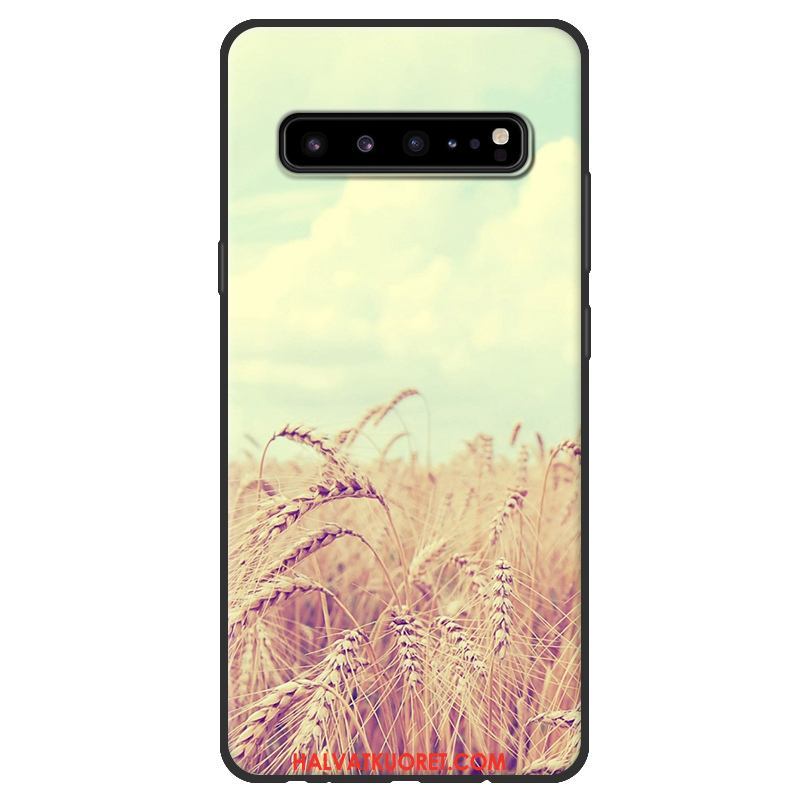 Samsung Galaxy S10 5g Kuoret Suojaus Pesty Suede Musta, Samsung Galaxy S10 5g Kuori Tähti Jauhe