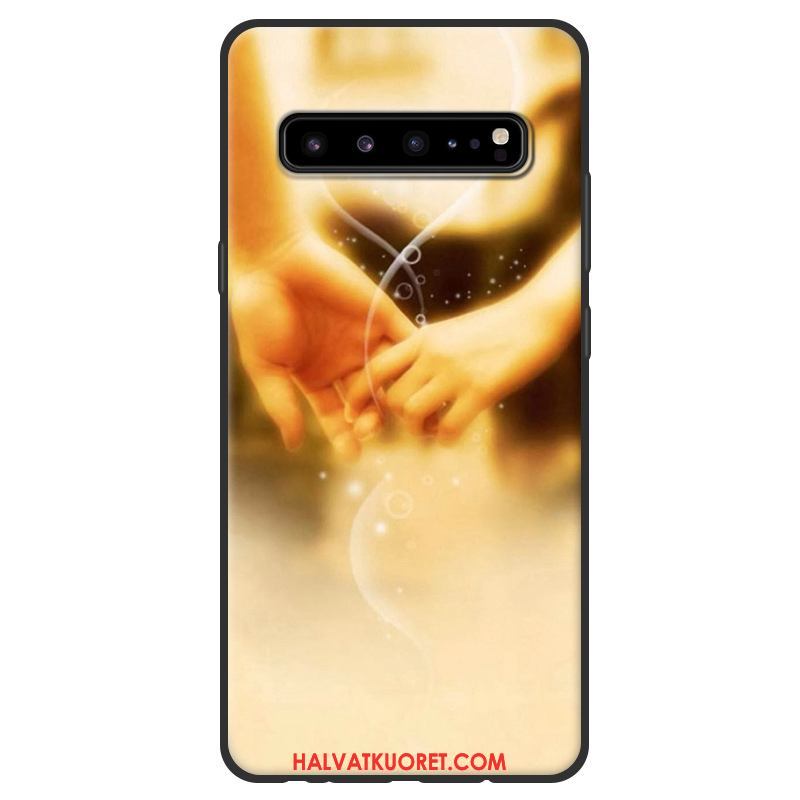 Samsung Galaxy S10 5g Kuoret Suojaus Pesty Suede Musta, Samsung Galaxy S10 5g Kuori Tähti Jauhe