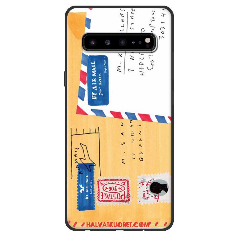 Samsung Galaxy S10 5g Kuoret Suojaus Pesty Suede Musta, Samsung Galaxy S10 5g Kuori Tähti Jauhe