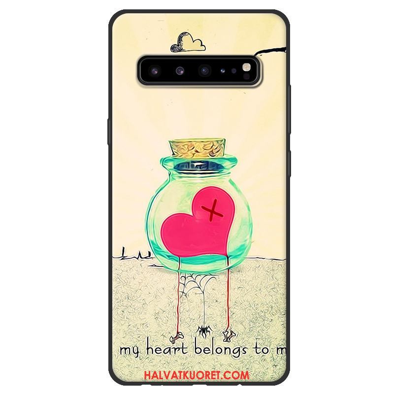 Samsung Galaxy S10 5g Kuoret Suojaus Pesty Suede Musta, Samsung Galaxy S10 5g Kuori Tähti Jauhe