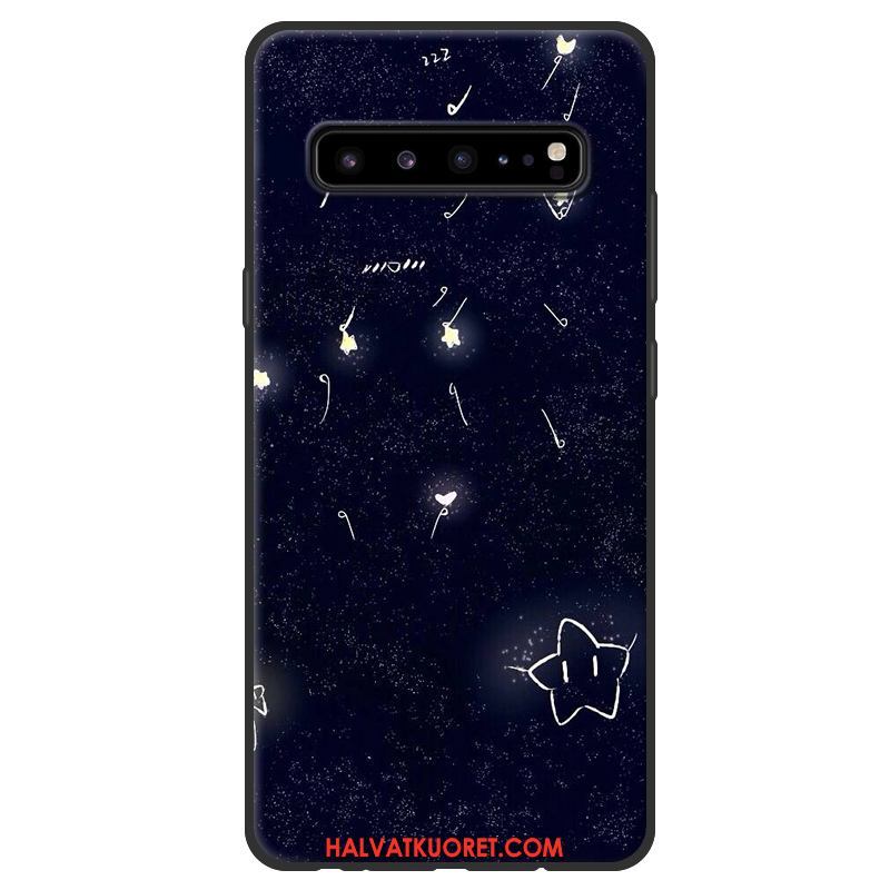 Samsung Galaxy S10 5g Kuoret Suojaus Pesty Suede Musta, Samsung Galaxy S10 5g Kuori Tähti Jauhe