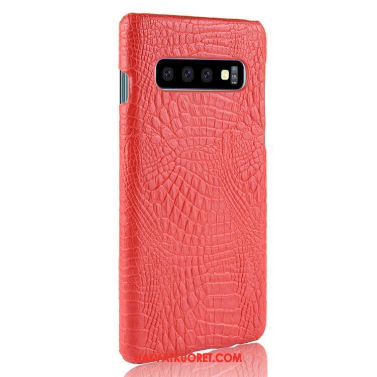 Samsung Galaxy S10+ Kuoret Kova Nahka Krokotiili, Samsung Galaxy S10+ Kuori Puhelimen Suojaus Orange