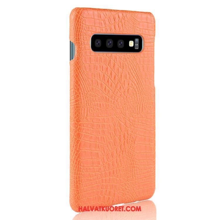 Samsung Galaxy S10+ Kuoret Kova Nahka Krokotiili, Samsung Galaxy S10+ Kuori Puhelimen Suojaus Orange