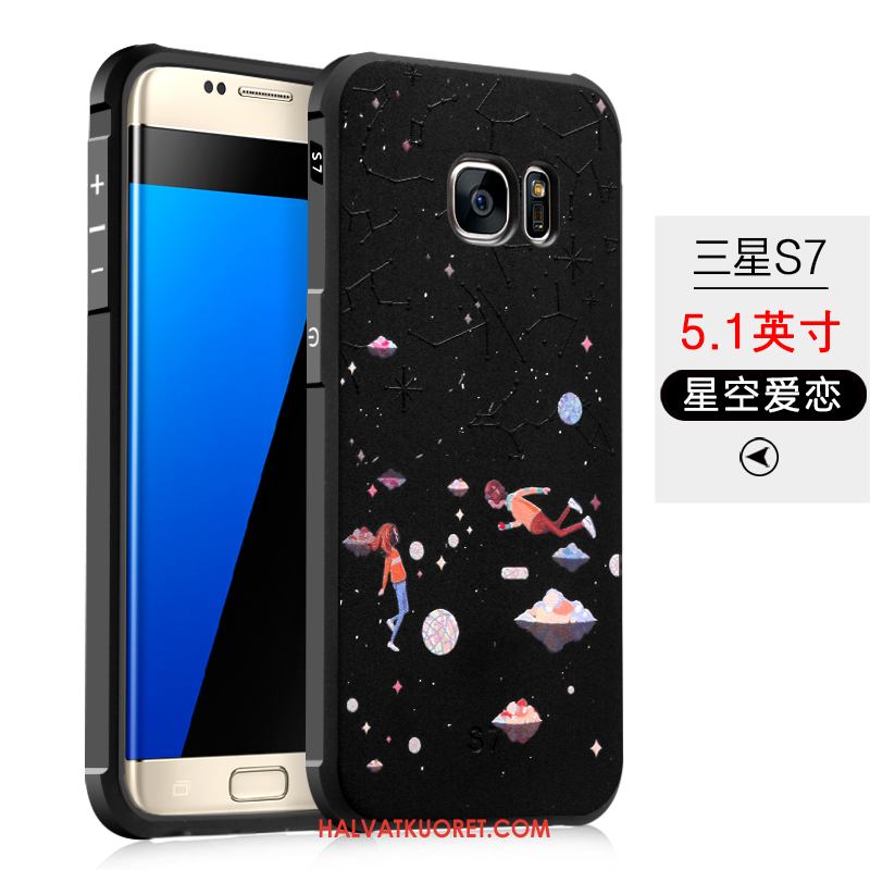 Samsung Galaxy S7 Kuoret Murtumaton Musta, Samsung Galaxy S7 Kuori Silikoni Tähti