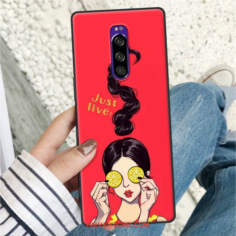 Sony Xperia 1 Kuoret Net Red Punainen Kotelo, Sony Xperia 1 Kuori Rakastunut