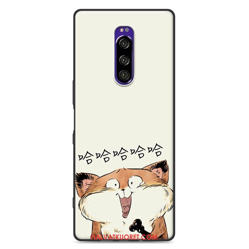 Sony Xperia 1 Kuoret Valkoinen Kotelo Sarjakuva, Sony Xperia 1 Kuori Pesty Suede Ihana