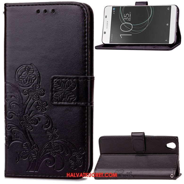 Sony Xperia L1 Kuoret Nahkakotelo Musta Silikoni, Sony Xperia L1 Kuori Suojaus Simpukka