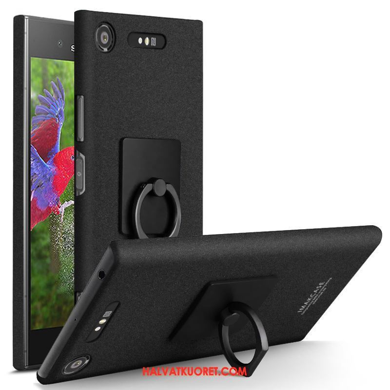 Sony Xperia Xz1 Kuoret Murtumaton Pesty Suede Yksinkertainen, Sony Xperia Xz1 Kuori Tuki Musta