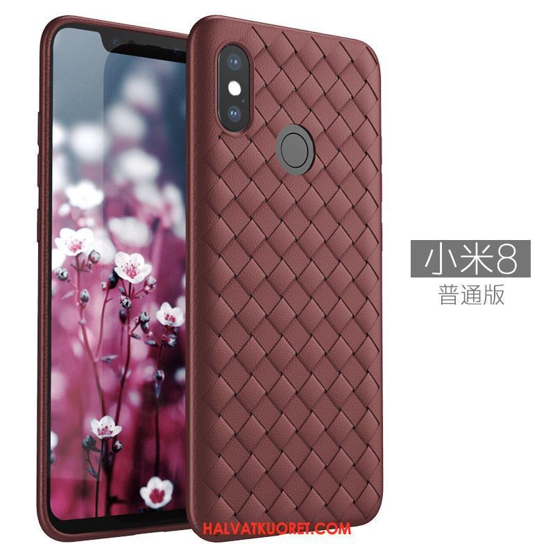 Xiaomi Mi 8 Kuoret Hengittävä Kukkakuvio Liukumaton, Xiaomi Mi 8 Kuori Pieni Punainen Beige