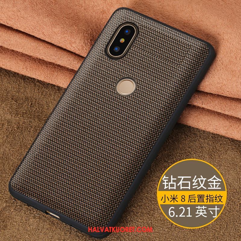 Xiaomi Mi 8 Kuoret Pehmeä Neste Aito Nahka, Xiaomi Mi 8 Kuori Pieni Musta Beige