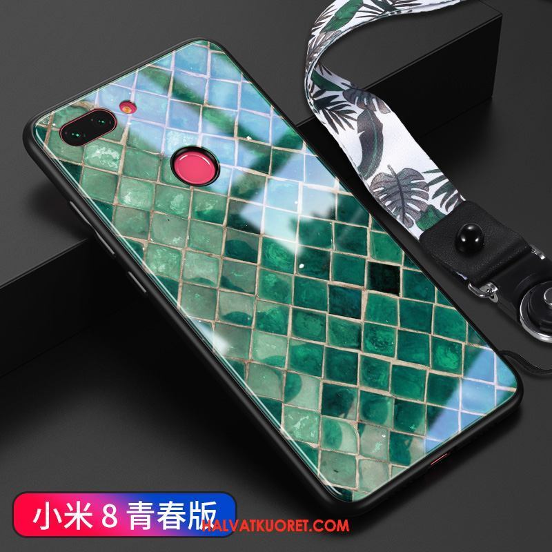 Xiaomi Mi 8 Lite Kuoret Pieni Kukkakuvio, Xiaomi Mi 8 Lite Kuori Ohut Vihreä Beige