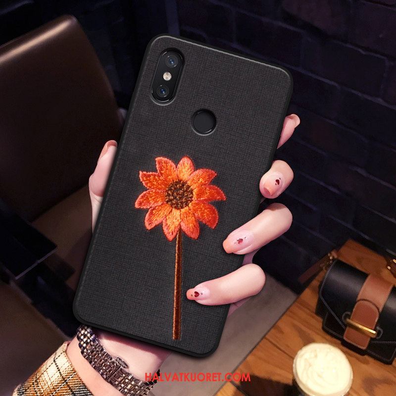 Xiaomi Mi A2 Kuoret Kirjonta Musta, Xiaomi Mi A2 Kuori Julkkis Pesty Suede Beige