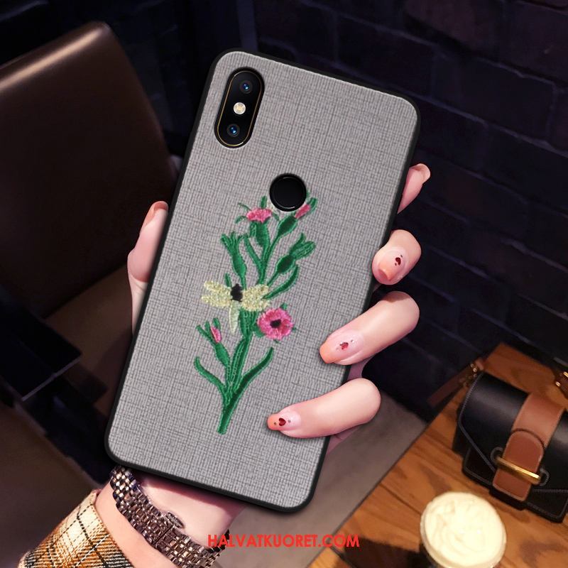 Xiaomi Mi Mix 2s Kuoret All Inclusive Silikoni Kirjonta, Xiaomi Mi Mix 2s Kuori Persoonallisuus Kukka Beige