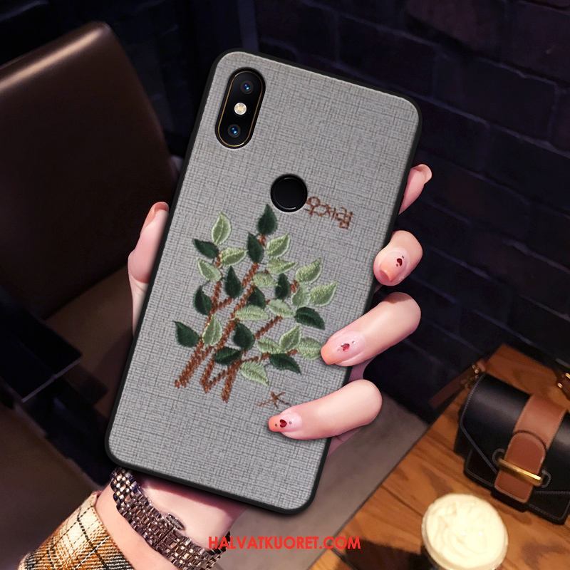 Xiaomi Mi Mix 2s Kuoret All Inclusive Silikoni Kirjonta, Xiaomi Mi Mix 2s Kuori Persoonallisuus Kukka Beige