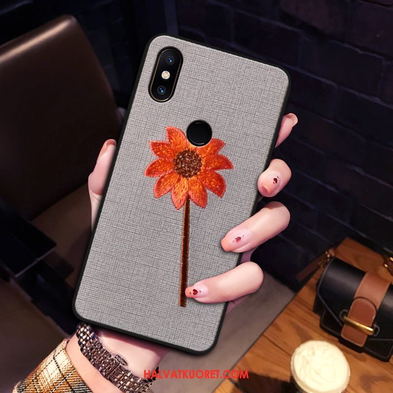 Xiaomi Mi Mix 2s Kuoret All Inclusive Silikoni Kirjonta, Xiaomi Mi Mix 2s Kuori Persoonallisuus Kukka Beige