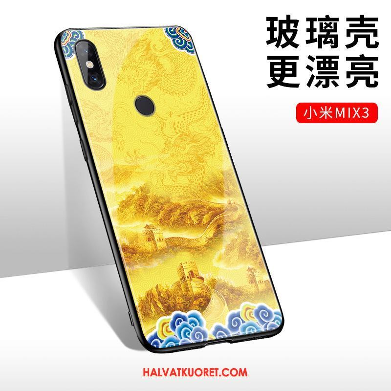 Xiaomi Mi Mix 3 Kuoret Kiinalainen Tyyli Murtumaton Lasi, Xiaomi Mi Mix 3 Kuori Kotelo Punainen Beige