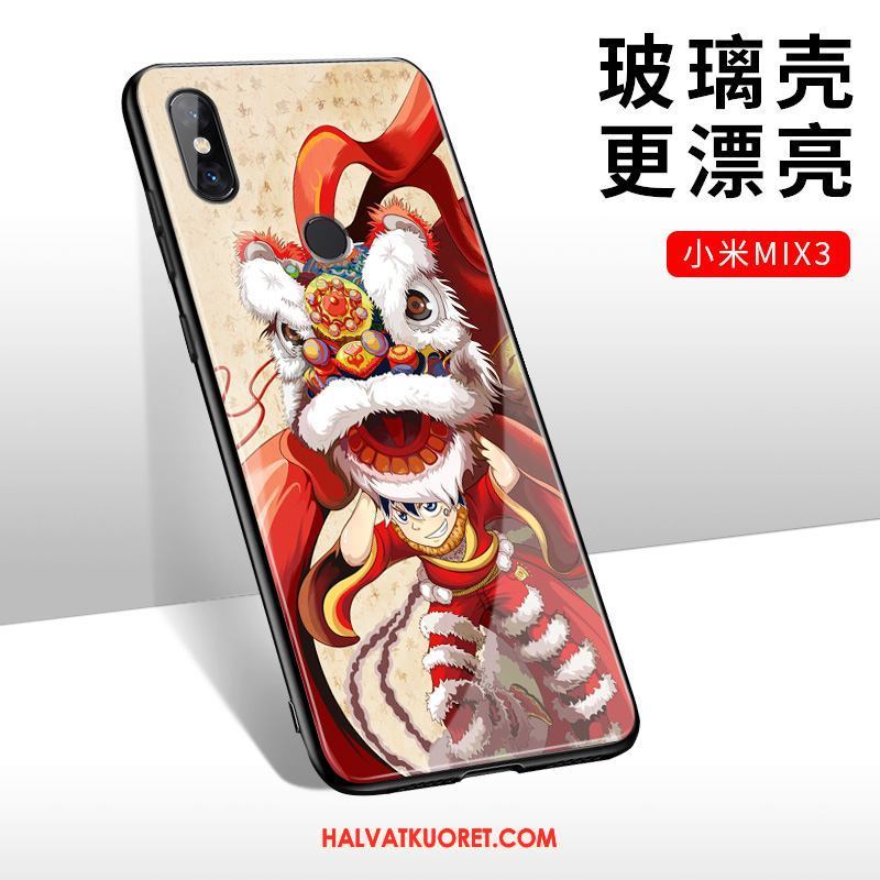 Xiaomi Mi Mix 3 Kuoret Kiinalainen Tyyli Murtumaton Lasi, Xiaomi Mi Mix 3 Kuori Kotelo Punainen Beige