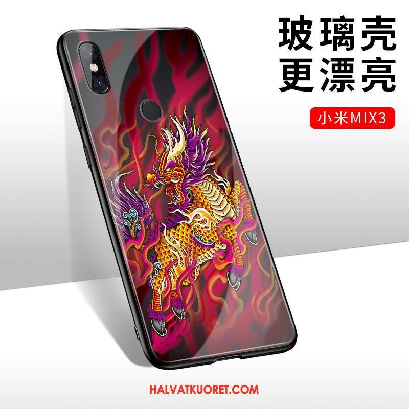 Xiaomi Mi Mix 3 Kuoret Kiinalainen Tyyli Murtumaton Lasi, Xiaomi Mi Mix 3 Kuori Kotelo Punainen Beige