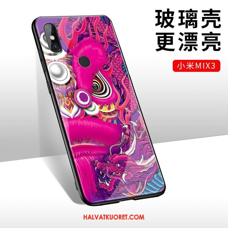 Xiaomi Mi Mix 3 Kuoret Kiinalainen Tyyli Murtumaton Lasi, Xiaomi Mi Mix 3 Kuori Kotelo Punainen Beige