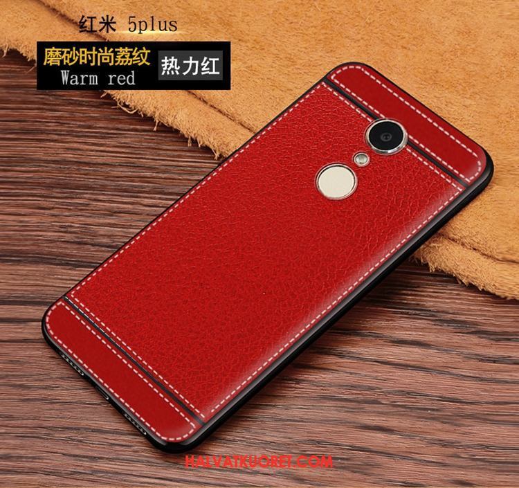 Xiaomi Redmi 5 Plus Kuoret Musta Murtumaton Nahka, Xiaomi Redmi 5 Plus Kuori Suojaus Jauhe Beige