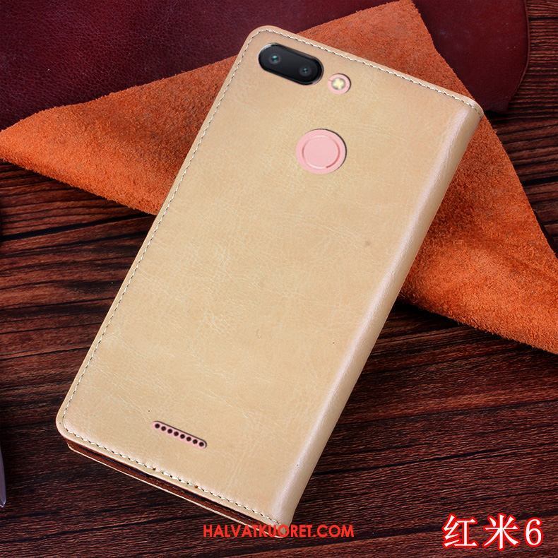 Xiaomi Redmi 6 Kuoret Sininen Punainen Silikoni, Xiaomi Redmi 6 Kuori Nahkakotelo Persoonallisuus Beige