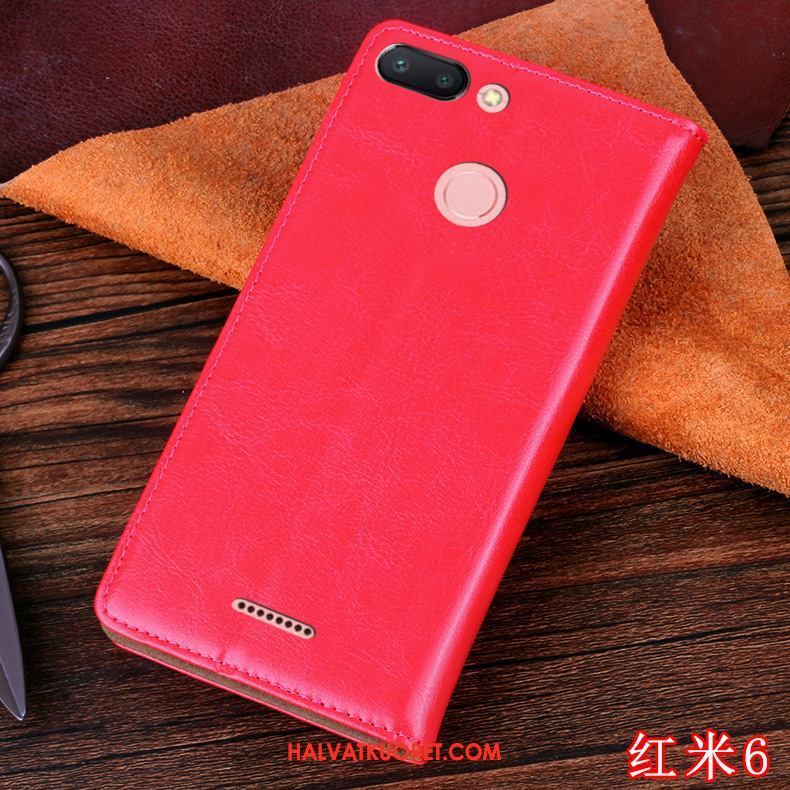 Xiaomi Redmi 6 Kuoret Sininen Punainen Silikoni, Xiaomi Redmi 6 Kuori Nahkakotelo Persoonallisuus Beige