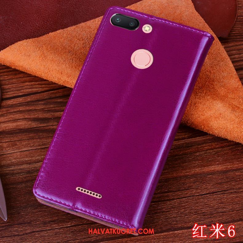 Xiaomi Redmi 6 Kuoret Sininen Punainen Silikoni, Xiaomi Redmi 6 Kuori Nahkakotelo Persoonallisuus Beige