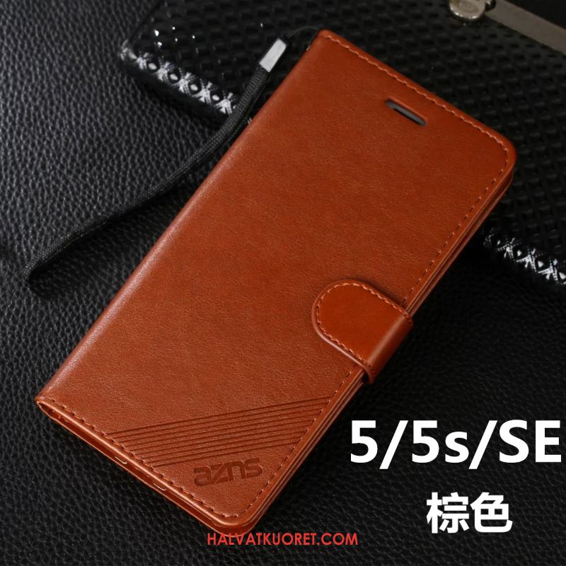iPhone 5 / 5s Kuoret Puhelimen Simpukka, iPhone 5 / 5s Kuori Nahkakotelo Pehmeä Neste Braun