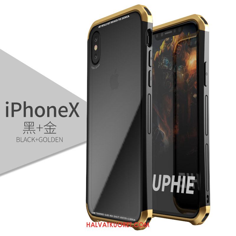 iPhone X Kuoret Kulta All Inclusive Kotelo, iPhone X Kuori Karkaisu Suojaus