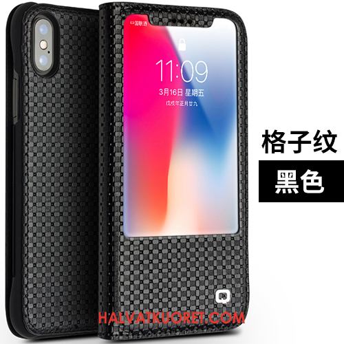 iPhone X Kuoret Suojaus Nahkakotelo Classic, iPhone X Kuori Murtumaton Kortti Braun