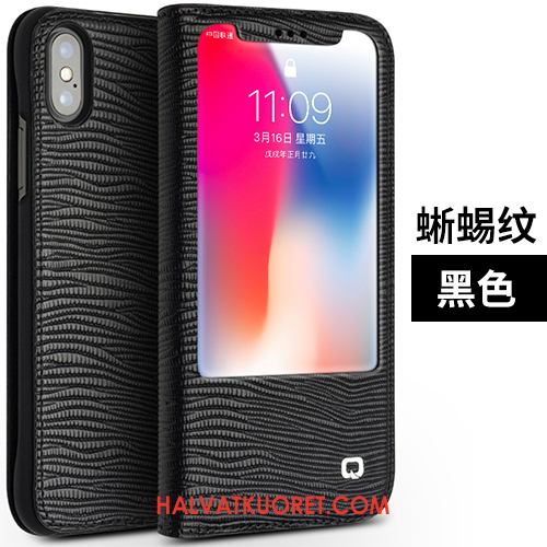 iPhone X Kuoret Suojaus Nahkakotelo Classic, iPhone X Kuori Murtumaton Kortti Braun