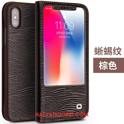 iPhone X Kuoret Suojaus Nahkakotelo Classic, iPhone X Kuori Murtumaton Kortti Braun