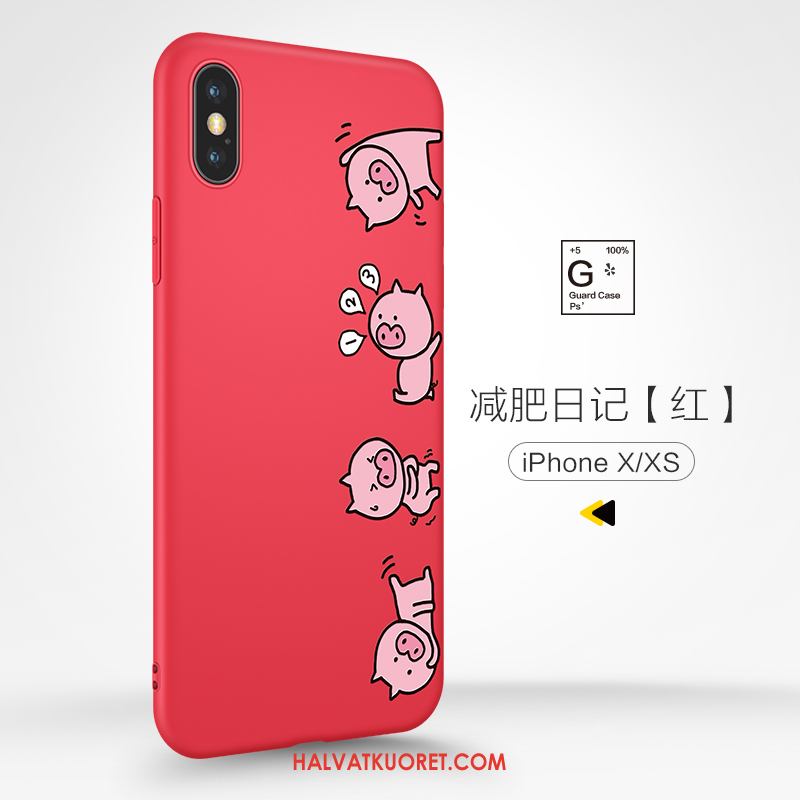 iPhone Xs Kuoret Net Red All Inclusive Punainen, iPhone Xs Kuori Uusi Pesty Suede