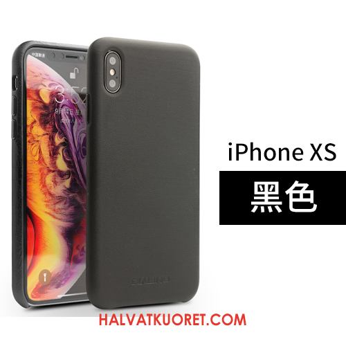 iPhone Xs Kuoret Takakansi Nahka Yksinkertainen, iPhone Xs Kuori Aito Nahka Liiketoiminta Braun