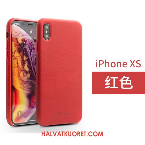 iPhone Xs Kuoret Takakansi Nahka Yksinkertainen, iPhone Xs Kuori Aito Nahka Liiketoiminta Braun