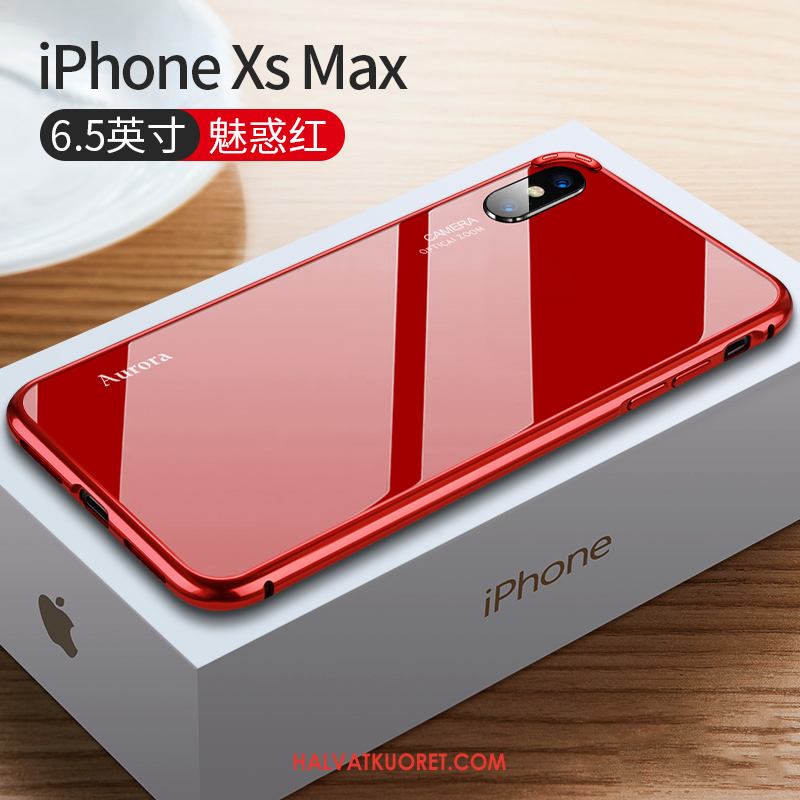 iPhone Xs Max Kuoret Net Red Ohut Murtumaton, iPhone Xs Max Kuori Punainen Lasi