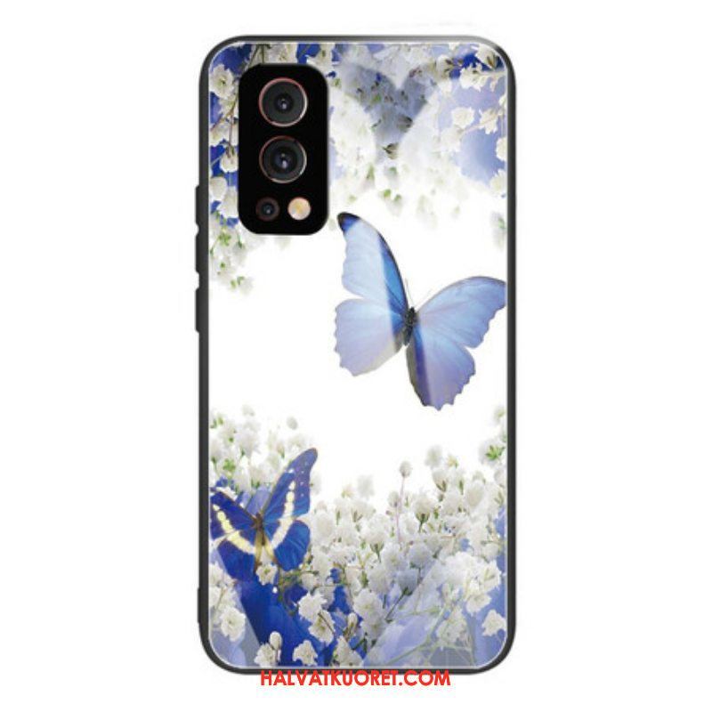 Case OnePlus Nord 2 5G Butterflies Design Karkaistu Lasi