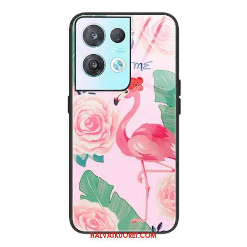 Case Oppo Reno 8 Pro Flamingo Karkaistu Lasi