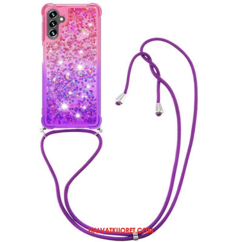 Case Samsung Galaxy A54 5G Kiristysnyörillä Glitter Silikoni Johto