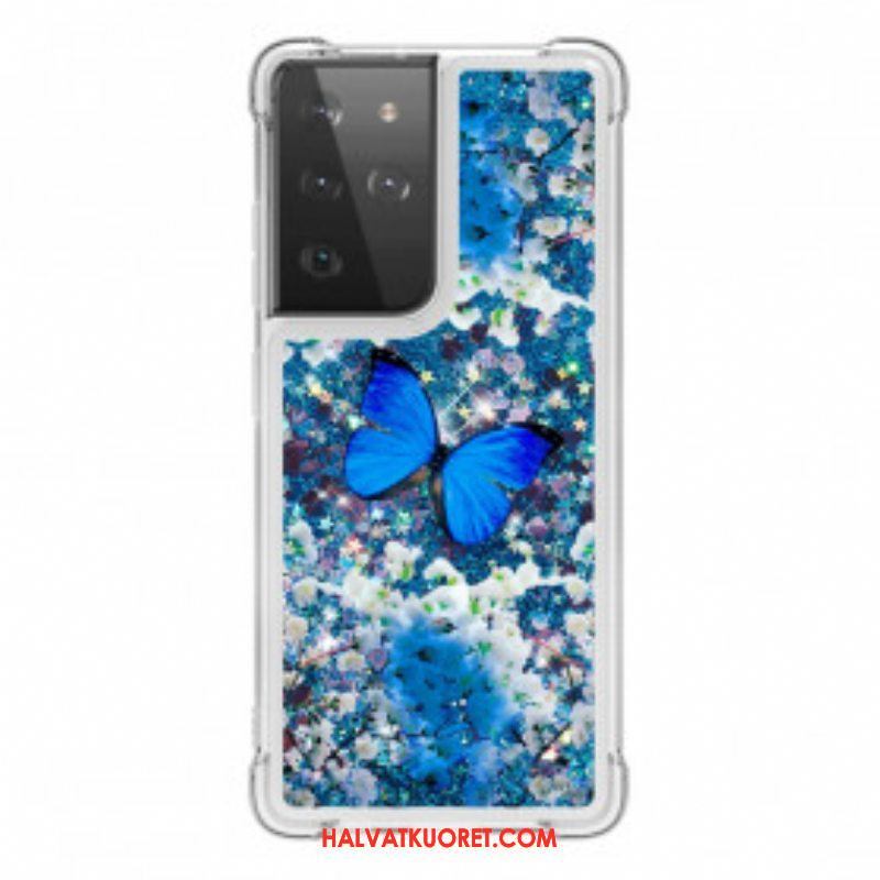 Case Samsung Galaxy S21 Ultra 5G Glitter Blue Perhoset