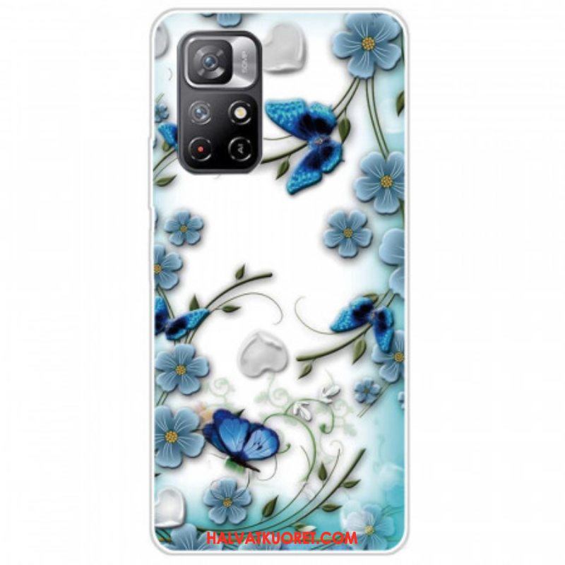 Case Xiaomi Redmi Note 11 Pro Plus 5G Sinisiä Kukkia Ja Perhosia