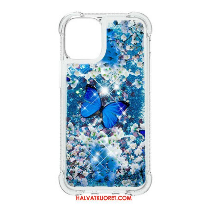 Case iPhone 13 Mini Glitter Blue Perhoset